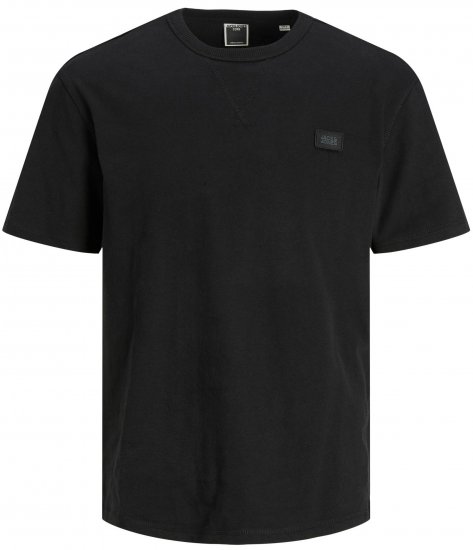 Jack & Jones JCOCLASSIC WAFFLE BADGE TEE Black - Kratke Majice - Moške kratke majice za močnejše postave