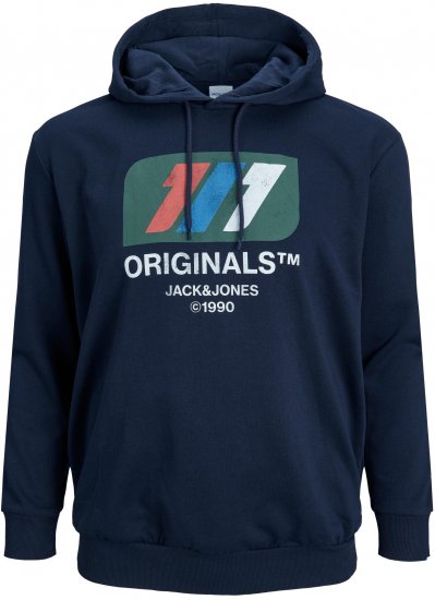 Jack & Jones JORNATE SWEAT Hoodie Navy - Puloverji & jopice - Moški Puloverji & Jopice za Močnejše Postave