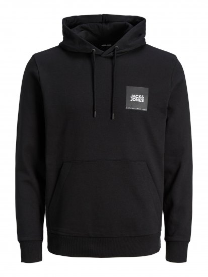 Jack & Jones JJLOCK SWEAT HOOD Black - Puloverji & jopice - Moški Puloverji & Jopice za Močnejše Postave