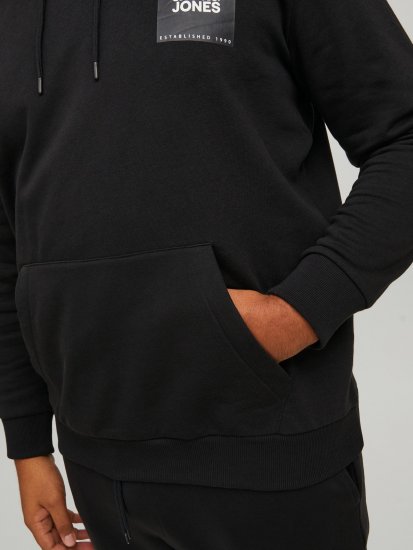 Jack & Jones JJLOCK SWEAT HOOD Black - Puloverji & jopice - Moški Puloverji & Jopice za Močnejše Postave