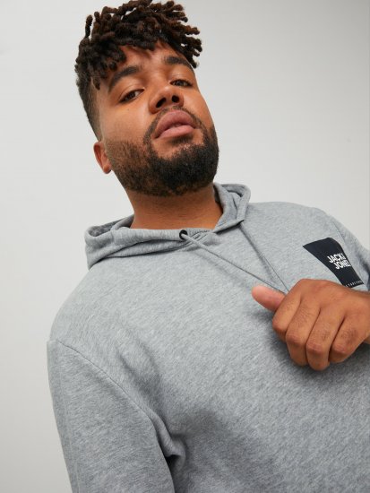 Jack & Jones JJLOCK SWEAT HOOD Grey - Puloverji & jopice - Moški Puloverji & Jopice za Močnejše Postave