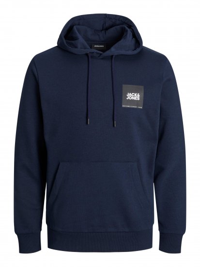 Jack & Jones JJLOCK SWEAT HOOD Navy - Puloverji & jopice - Moški Puloverji & Jopice za Močnejše Postave