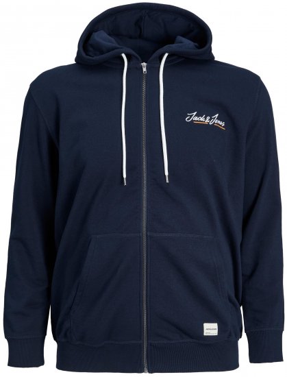 Jack & Jones JORPAUL TONS ZIP Hoodie Navy - Puloverji & jopice - Moški Puloverji & Jopice za Močnejše Postave