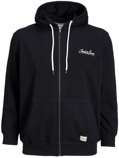 Jack & Jones JORPAUL TONS ZIP Hoodie Black - Puloverji & jopice - Moški Puloverji & Jopice za Močnejše Postave