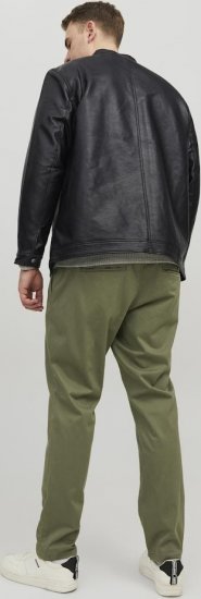 Jack & Jones Rocky Urban Rider Leather Jacket Black - Jakne - Moške bunde za Močnejše Postave