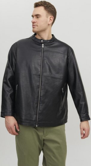 Jack & Jones Rocky Urban Rider Leather Jacket Black - Jakne - Moške bunde za Močnejše Postave