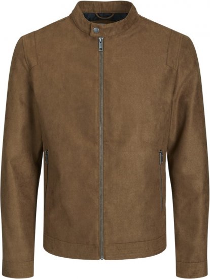 Jack & Jones Rocky Urban Rider Leather Jacket Brown - Jakne - Moške bunde za Močnejše Postave