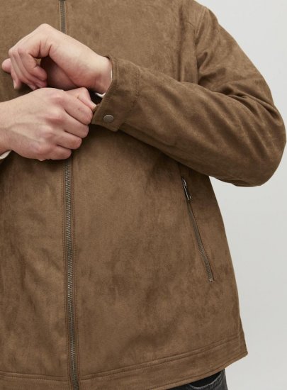 Jack & Jones Rocky Urban Rider Leather Jacket Brown - Jakne - Moške bunde za Močnejše Postave