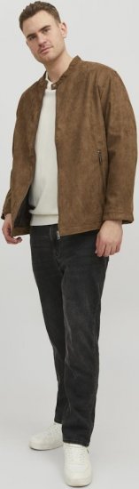 Jack & Jones Rocky Urban Rider Leather Jacket Brown - Jakne - Moške bunde za Močnejše Postave