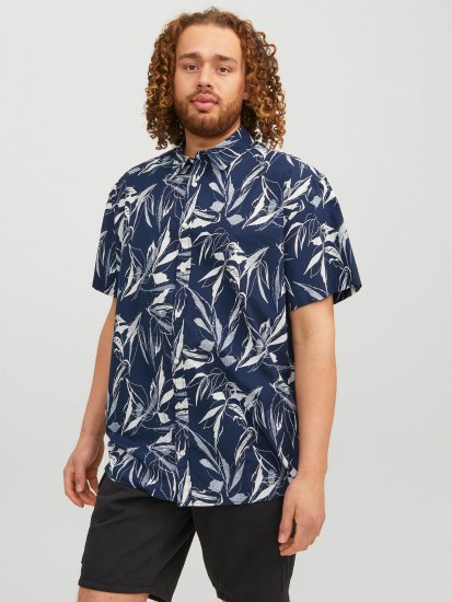 Jack & Jones JORCRAYON AOP Shirt Navy - Srajce - Moške srajce za Močnejše Postave