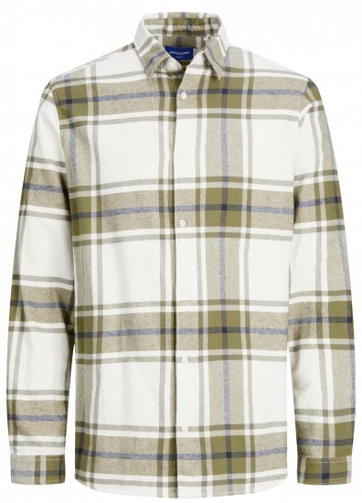 Jack & Jones JORJOSHUA Checked Shirt Dusty Olive - Srajce - Moške srajce za Močnejše Postave
