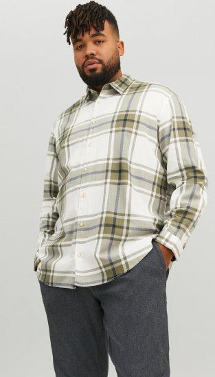 Jack & Jones JORJOSHUA Checked Shirt Dusty Olive - Srajce - Moške srajce za Močnejše Postave