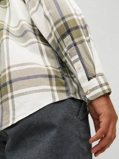 Jack & Jones JORJOSHUA Checked Shirt Dusty Olive - Srajce - Moške srajce za Močnejše Postave