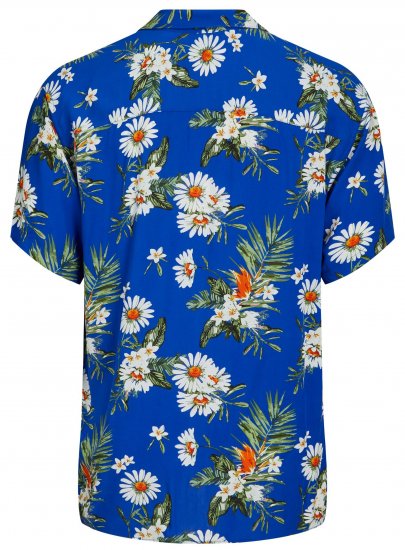 Jack & Jones JORLUKE FLORES Resort Shirt Nautical Blue - Srajce - Moške srajce za Močnejše Postave