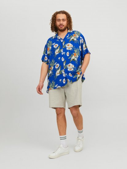 Jack & Jones JORLUKE FLORES Resort Shirt Nautical Blue - Srajce - Moške srajce za Močnejše Postave