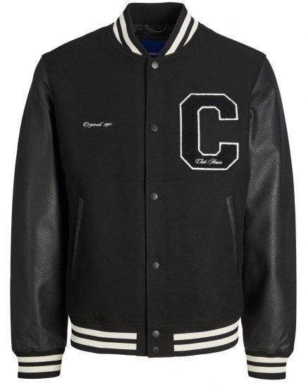 Jack & Jones JORCOLLEGE Bomber Jacket Black - Jakne - Moške bunde za Močnejše Postave