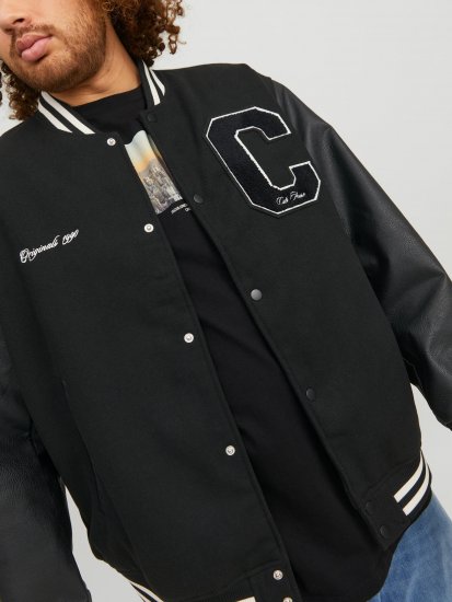 Jack & Jones JORCOLLEGE Bomber Jacket Black - Jakne - Moške bunde za Močnejše Postave