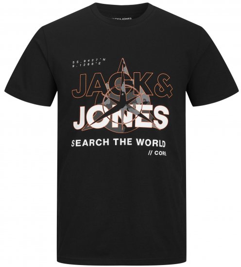 Jack & Jones JCOHUNT T-Shirt Black - Kratke Majice - Moške kratke majice za močnejše postave