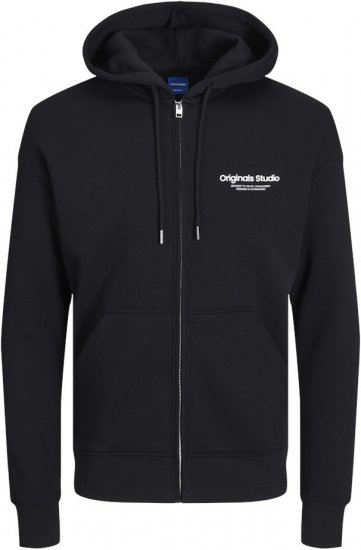 Jack & Jones ESTERBRO Zip Hoodie Black - Puloverji & jopice - Moški Puloverji & Jopice za Močnejše Postave