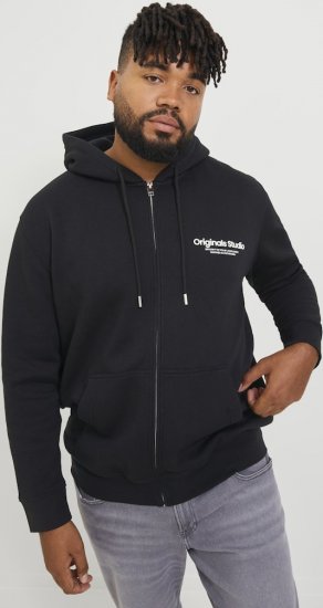 Jack & Jones ESTERBRO Zip Hoodie Black - Puloverji & jopice - Moški Puloverji & Jopice za Močnejše Postave