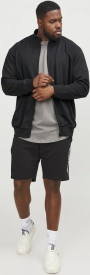 Jack & Jones PAULOS Turtleneck Zip Sweatshirt Black - Puloverji & jopice - Moški Puloverji & Jopice za Močnejše Postave