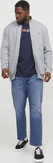 Jack & Jones PAULOS Turtleneck Zip Sweatshirt Light Grey Melange - Puloverji & jopice - Moški Puloverji & Jopice za Močnejše Postave