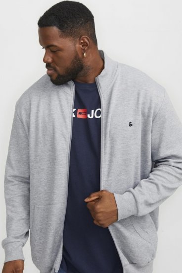 Jack & Jones PAULOS Turtleneck Zip Sweatshirt Light Grey Melange - Puloverji & jopice - Moški Puloverji & Jopice za Močnejše Postave