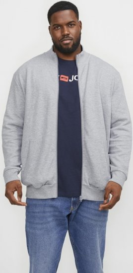 Jack & Jones PAULOS Turtleneck Zip Sweatshirt Light Grey Melange - Puloverji & jopice - Moški Puloverji & Jopice za Močnejše Postave