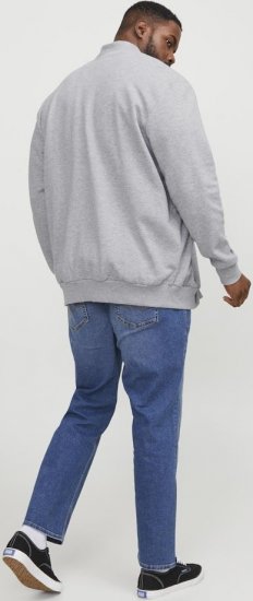 Jack & Jones PAULOS Turtleneck Zip Sweatshirt Light Grey Melange - Puloverji & jopice - Moški Puloverji & Jopice za Močnejše Postave