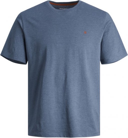 Jack & Jones PAULOS T-Shirt Denim Blue - Kratke Majice - Moške kratke majice za močnejše postave