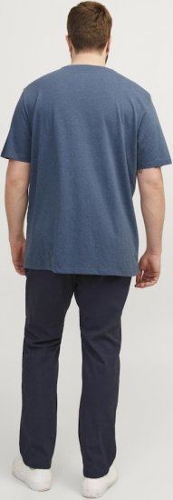 Jack & Jones PAULOS T-Shirt Denim Blue - Kratke Majice - Moške kratke majice za močnejše postave