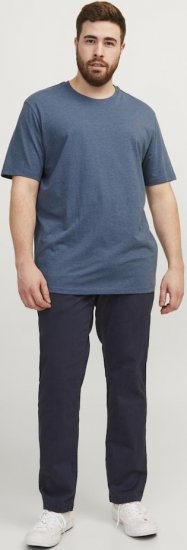 Jack & Jones PAULOS T-Shirt Denim Blue - Kratke Majice - Moške kratke majice za močnejše postave