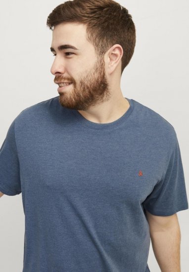 Jack & Jones PAULOS T-Shirt Denim Blue - Kratke Majice - Moške kratke majice za močnejše postave