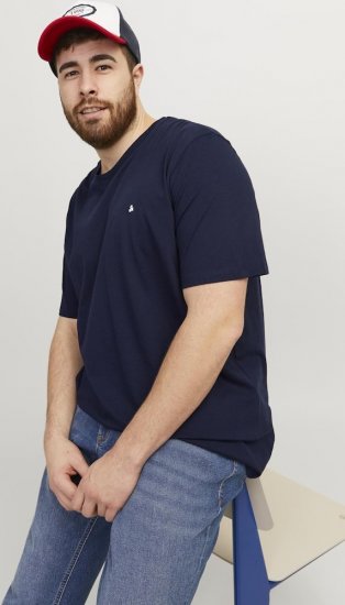 Jack & Jones PAULOS T-Shirt Navy Blazer - Kratke Majice - Moške kratke majice za močnejše postave