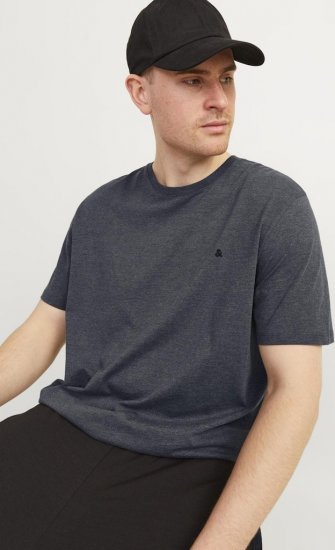 Jack & Jones PAULOS T-Shirt Dark Grey Melange - Kratke Majice - Moške kratke majice za močnejše postave
