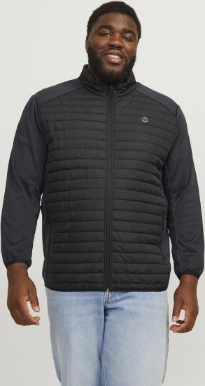 Jack & Jones MULTI SET-IN Sleeves Quilted Jacket With Collar Black - Jakne - Moške bunde za Močnejše Postave
