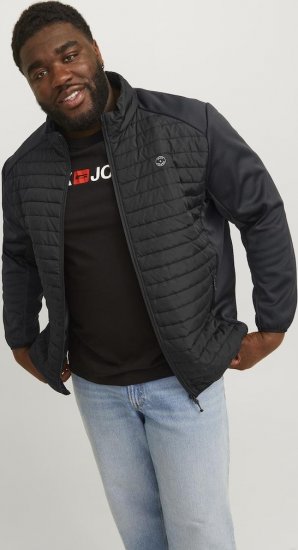 Jack & Jones MULTI SET-IN Sleeves Quilted Jacket With Collar Black - Jakne - Moške bunde za Močnejše Postave