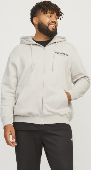 Jack & Jones ESTERBRO Zip Hoodie Light Grey - Puloverji & jopice - Moški Puloverji & Jopice za Močnejše Postave