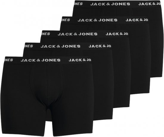 Jack & Jones HUEY Trunks 5-Pack Black - Spodnje perilo & kopalne hlače - Moško Spodnje Perilo za močnejše postave