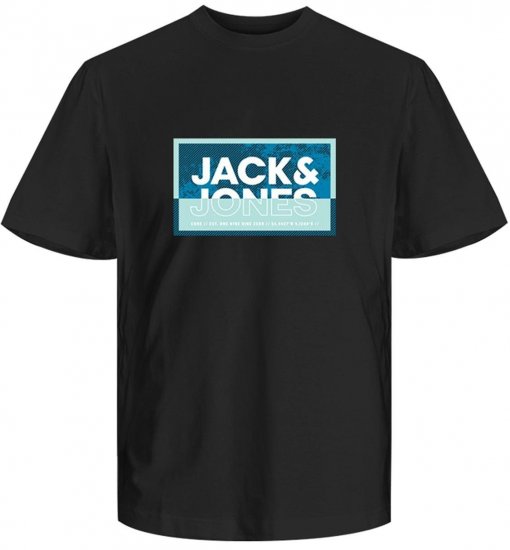 Jack & Jones JCOLOGAN SUMMER PRINT T-Shirt Black - Kratke Majice - Moške kratke majice za močnejše postave