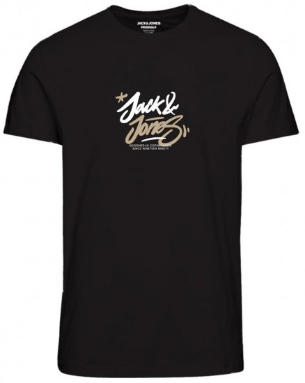 Jack & Jones JORSEQUOIA T-Shirt Black - Kratke Majice - Moške kratke majice za močnejše postave