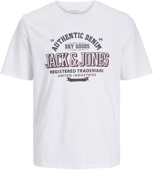 Jack & Jones JJELOGO O-Neck T-Shirt White - Kratke Majice - Moške kratke majice za močnejše postave