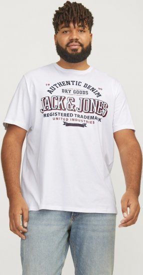 Jack & Jones JJELOGO O-Neck T-Shirt White - Kratke Majice - Moške kratke majice za močnejše postave