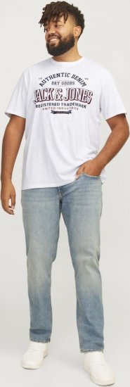 Jack & Jones JJELOGO O-Neck T-Shirt White - Kratke Majice - Moške kratke majice za močnejše postave