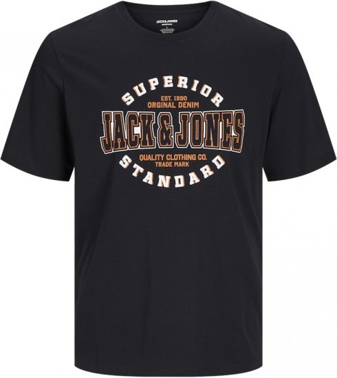 Jack & Jones LOGO O-Neck T-Shirt Black - Kratke Majice - Moške kratke majice za močnejše postave