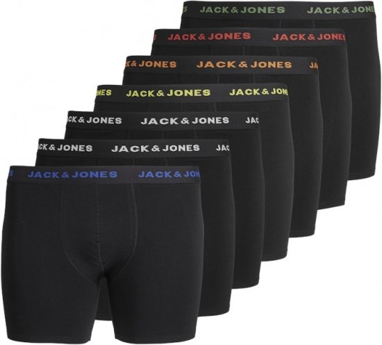 Jack & Jones BASIC Trunks 7-Pack Black - Spodnje perilo & kopalne hlače - Moško Spodnje Perilo za močnejše postave