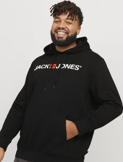 Jack & Jones CORP OLD LOGO REG FIT Hoodie Black - Puloverji & jopice - Moški Puloverji & Jopice za Močnejše Postave