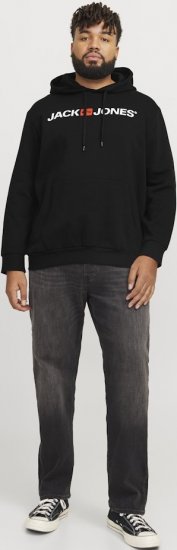 Jack & Jones CORP OLD LOGO REG FIT Hoodie Black - Puloverji & jopice - Moški Puloverji & Jopice za Močnejše Postave