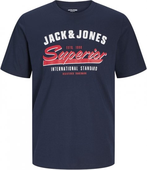 Jack & Jones LOGO O-Neck T-Shirt Dark Blue - Kratke Majice - Moške kratke majice za močnejše postave