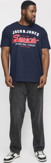 Jack & Jones LOGO O-Neck T-Shirt Dark Blue - Kratke Majice - Moške kratke majice za močnejše postave